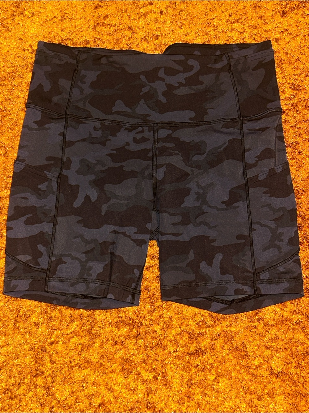 lululemon athletica Black & Dark Gray Camo High-Waist Bike Shorts